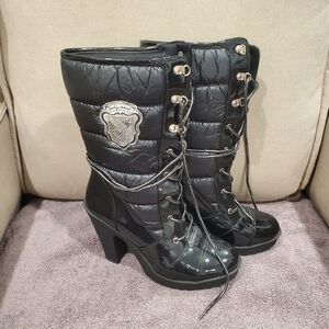 Baby Phat Black Quilted Heeled Boots